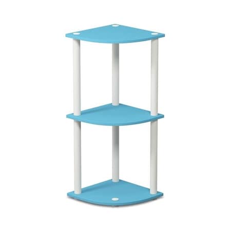 Furinno Furinno 12077LBL-WH Turn-N-Tube 3-Tier Corner Display Rack Multipurpose Shelving Unit - Light Blue & White 12077LBL/WH